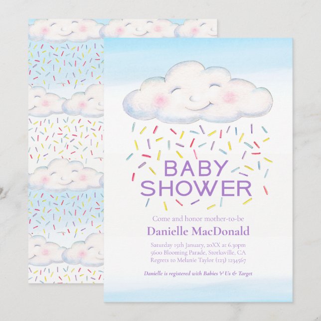 Süßigkeiten Sprinklen Wasserfarben Babydusche Einladung (Vorne/Hinten)