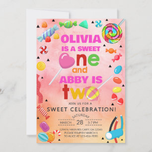 Süßigkeiten süß ein süß zwei Mädchen einladen. Einladung