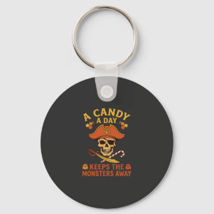 Süßigkeiten-Tag Halloween-Piratenschädel-Stock Schlüsselanhänger