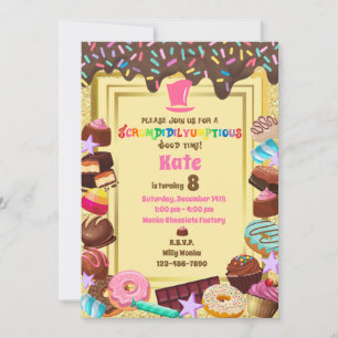 Süßigkeiten Thema, Schokolade, Essen, Donuts, Rege Einladung