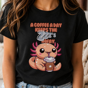 Süßigkeiten-Überdosis: Baby Axolotl beim Kaffee tr T-Shirt