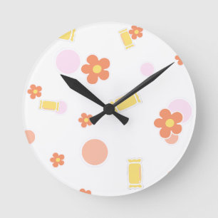 Süßigkeiten und Blumen Runde Wanduhr