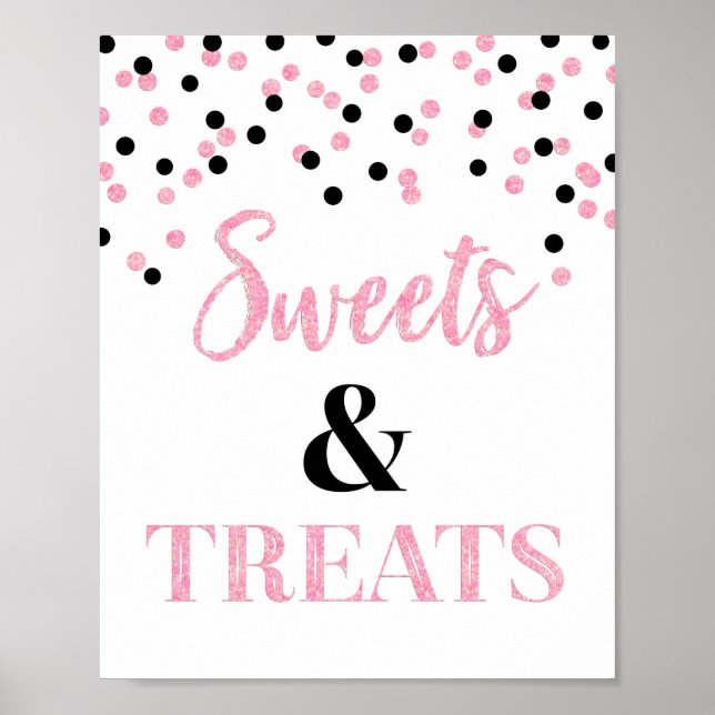 Süßigkeiten und Leckereien in Schwarz Rosa Poster (Vorne)