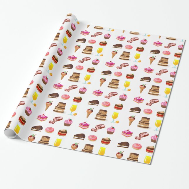 Süßigkeiten und Süßigkeiten Geschenkpapier (Ungerollt)