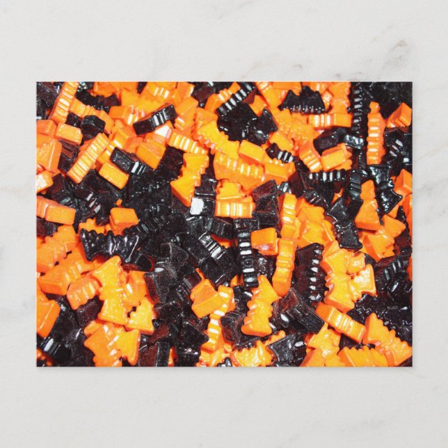 Süßigkeiten Vampirfledermäuse Schwarz & Orange Postkarte (Vorderseite)