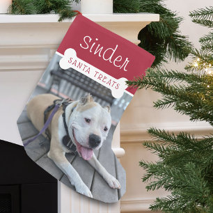 Süßigkeiten von Santa - Lustiges Hunde-Foto Kleiner Weihnachtsstrumpf