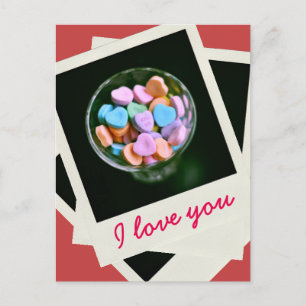 Süßigkeitenherzen, Fotografie, Valentinstag, Liebe Postkarte