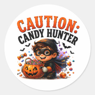 🎃 Süßigkeitenjäger Lustiger Halloween-Spruch 🍭 Runder Aufkleber