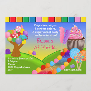 Süßigkeitenland Candy Land Süße Cupcakes Einladung