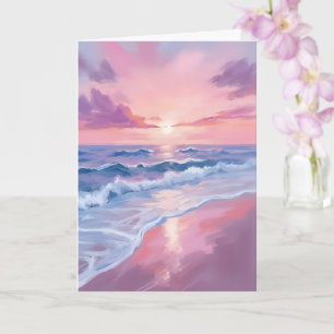 Süßigkeitenstrand Rosa Meereswellen Malerei Karte