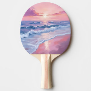 Süßigkeitenstrand Rosa Meereswellen Malerei Tischtennis Schläger
