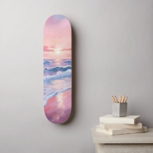 Süßigkeitenstrand Rosa Ozeanwellen Malerei Skateboard