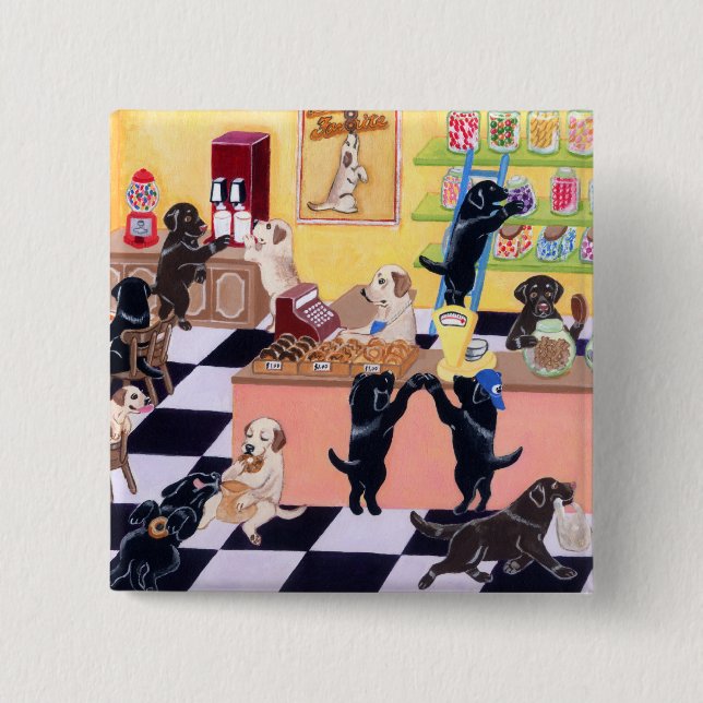 Süßigkeits-Geschäft Labradors Button (Vorderseite)