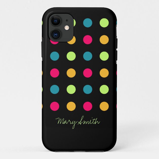 Süßigkeits-Polka-Punkt-Name-Blau Case-Mate iPhone Hülle (Rückseite)