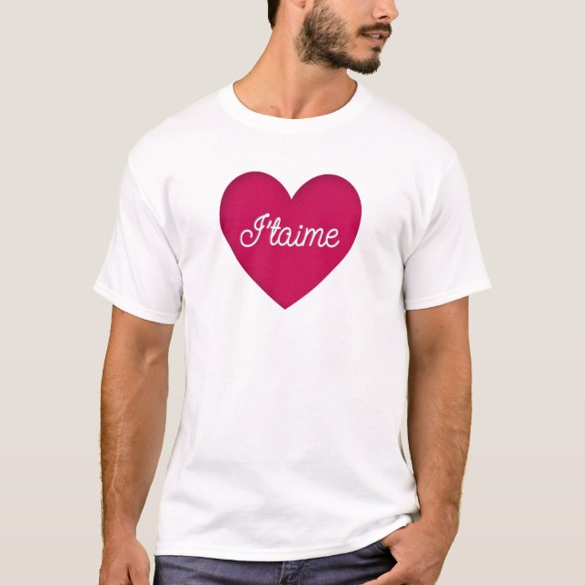 Süßigkeits-rotes Herz J'taime weißer T - Shirt S M (Vorderseite)