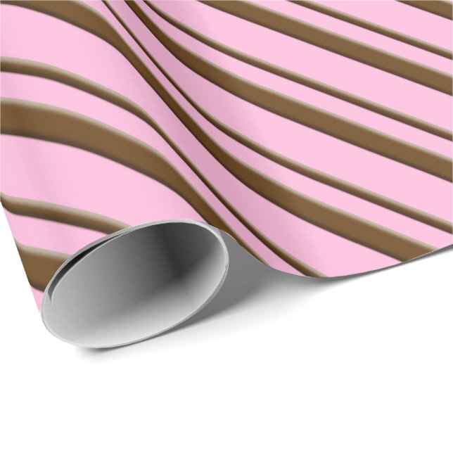Süßigkeits-Streifen, rosa und schokoladenbraun Geschenkpapier (Rolleneckpunkt)