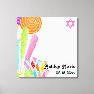 Süßigkeits-Thema-Schläger Mitzvah unterzeichnen Leinwanddruck