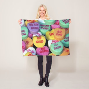Süßigkeitsherzen des Valentinsgrußes Fleecedecke