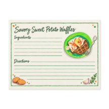 Süßkartoffel-Waffel-Rezeptkarte mit salzigem Gesch