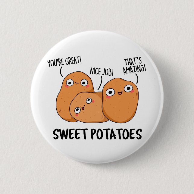 Süßkartoffeln Funny Food Puff Button (Vorderseite)