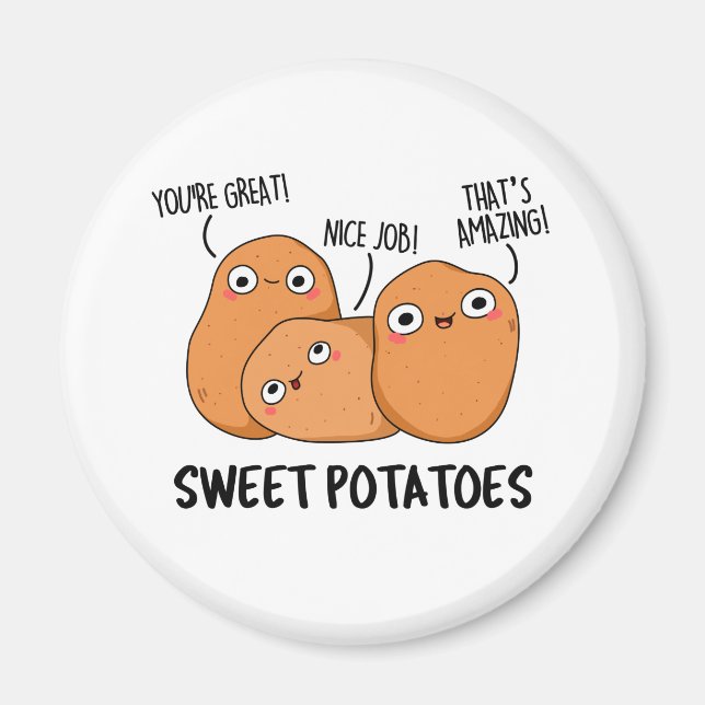 Süßkartoffeln Funny Food Puff Magnet (Vorne)