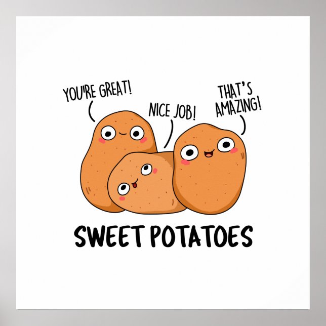 Süßkartoffeln Funny Food Puff Poster (Vorne)