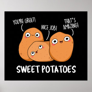 Süßkartoffeln Funny Food Puppe Dark BG Poster