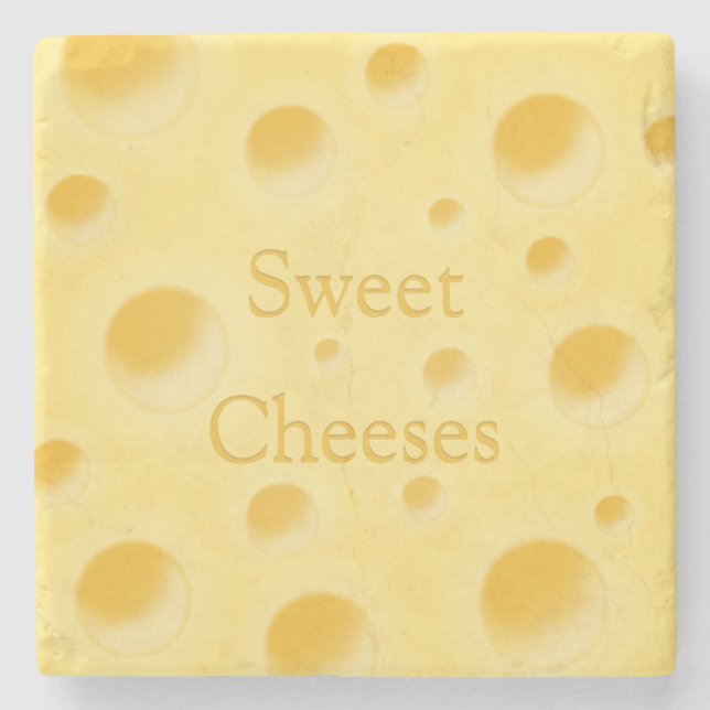 "Süßkäse" in individuell anpassbarer Whimsikkäse Steinuntersetzer (Vorderseite)