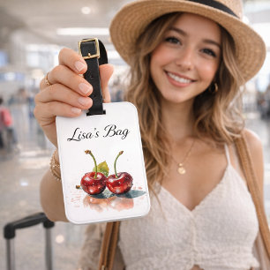 Süßkirsche in Aquarell, individuell Gepäckanhänger