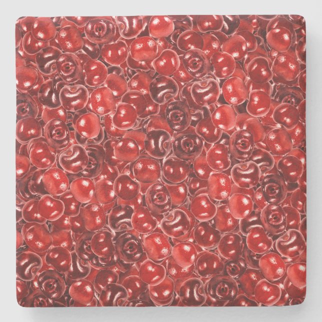 Süßkirschen Steinuntersetzer (Vorderseite)