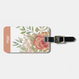 Süßorangefarbene Rose Mit Monogramm Gepäckanhänger