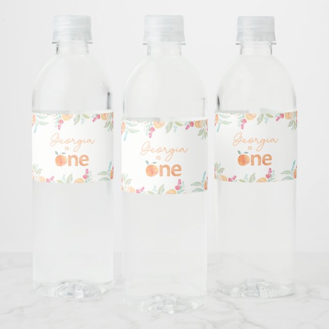 Süßpfirsich 1st Birthday Water Flasche Labels (Flaschen)