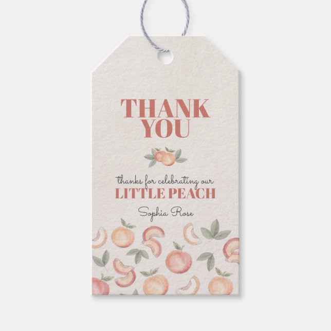Süßpfirsichfavorit zum Geburtstag oder zur Babydus Geschenkanhänger (Vorderseite)