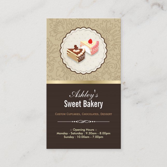 Süßschokolade Cupcakes Dessert - Bäckerei Shop Visitenkarte (Vorderseite)