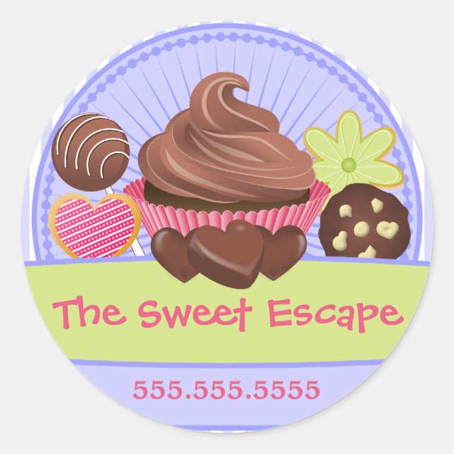 Süßspeisen Bäckerei Box Siegel Runder Aufkleber (Vorderseite)