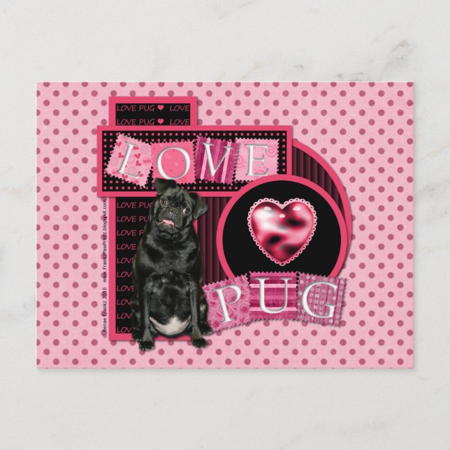 Süßster Tag - Liebe Mops Postkarte (Vorderseite)