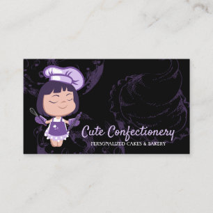 Süßwaren Baker lila Girl Pastry Koch Black Visitenkarte