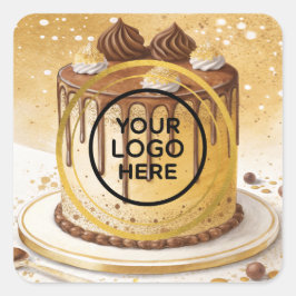 Süßwarenbäckerei Logo Quadratischer Aufkleber