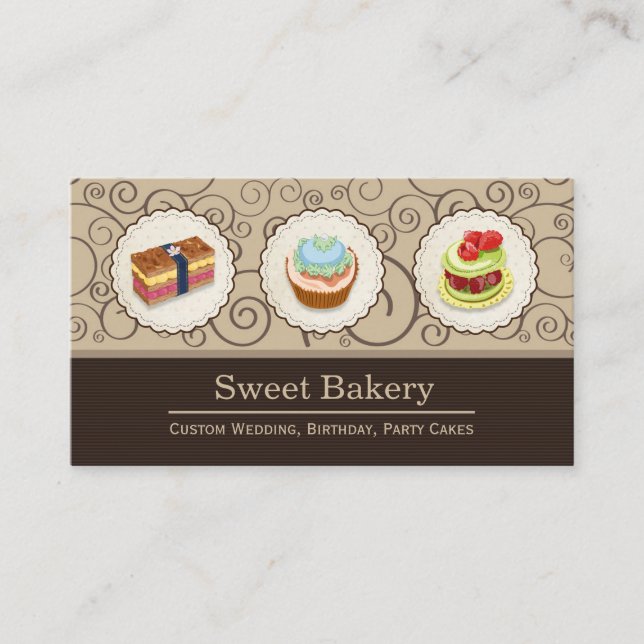 Süßwarengeschäft - Custom Cupcake Pies Visitenkarte (Vorderseite)