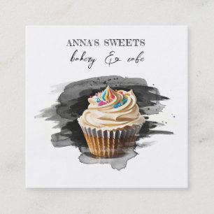 *~* Süßwarenladen Bäckerei 3 QR Cupcake Quadratische Visitenkarte