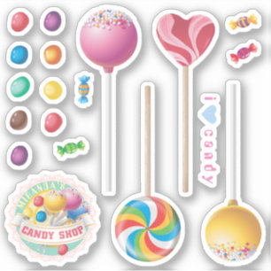 Süßwarenmarkierung Lollipops Geleebohnen Bonbons Aufkleber
