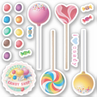 Süßwarenmarkierung Lollipops Geleebohnen Bonbons Aufkleber