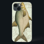 Süßwasserfisch auf Karte Case-Mate iPhone Hülle<br><div class="desc">Dieser Kunstdruck illustriert ein detailliertes Gemälde eines Süßwasserfischs. Der Hintergrund ist eine Vintage Karte in hellen aquatischen Farben. Dieses Design würde perfekt zu jedem Produkt Ihrer Angelsammlung passen.</div>