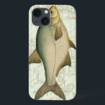 Süßwasserfisch auf Karte Case-Mate iPhone Hülle<br><div class="desc">Dieser Kunstdruck illustriert ein detailliertes Gemälde eines Süßwasserfischs. Der Hintergrund ist eine Vintage Karte in hellen aquatischen Farben. Dieses Design würde perfekt zu jedem Produkt Ihrer Angelsammlung passen.</div>