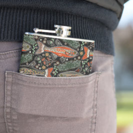 Süßwasserfisch, Stilvolles Design, Forelle, Fische Flachmann