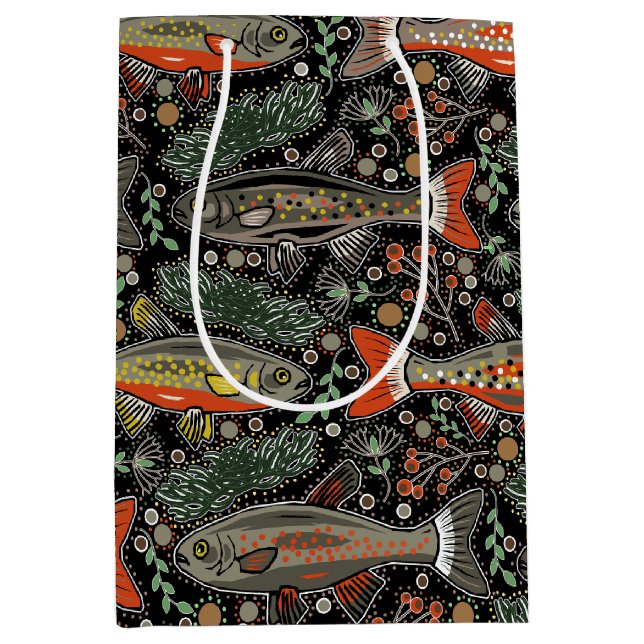 Süßwasserfisch, Stilvolles Design, Forelle, Fische Mittlere Geschenktüte (Vorderseite)