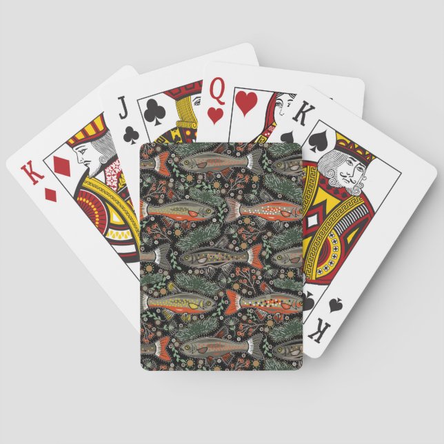 Süßwasserfisch, Stilvolles Design, Forelle, Fische Spielkarten (Rückseite)