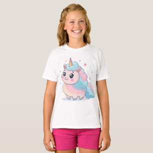 Süßwatte-Einhorn-Cartoon-T-Shirt-Design T-Shirt