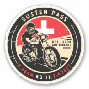 Susten Pass   Schweiz   Motorrad Aufkleber