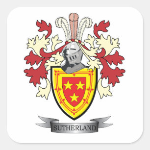 Sutherland-Familienwappen-Wappen Quadratischer Aufkleber